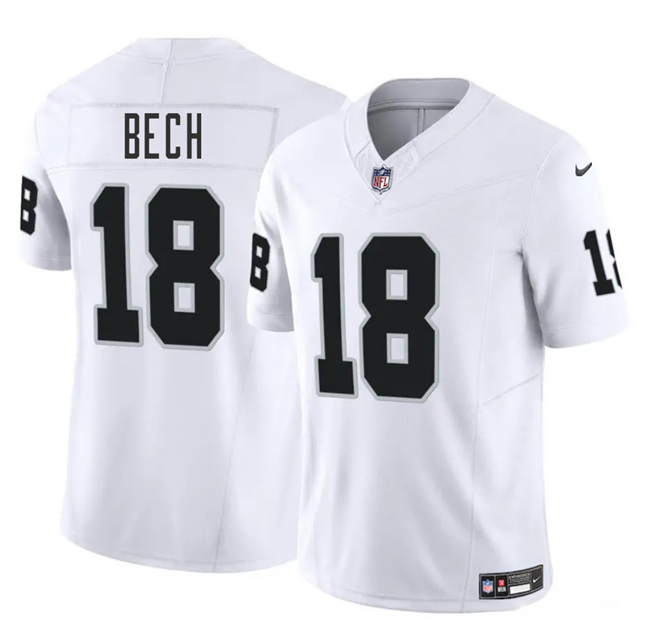 Youth Las Vegas Raiders #18 Jack Bech White 2025 Draft F.U.S.E. Vapor Untouchable Limited Stitched Football Jersey